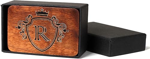 Miniatura 6 de Gemelos para hombre, con forma de movimiento, gemelos plateados con caja de madera de nogal inicial para marido, novio, novio, novio, novio, boda