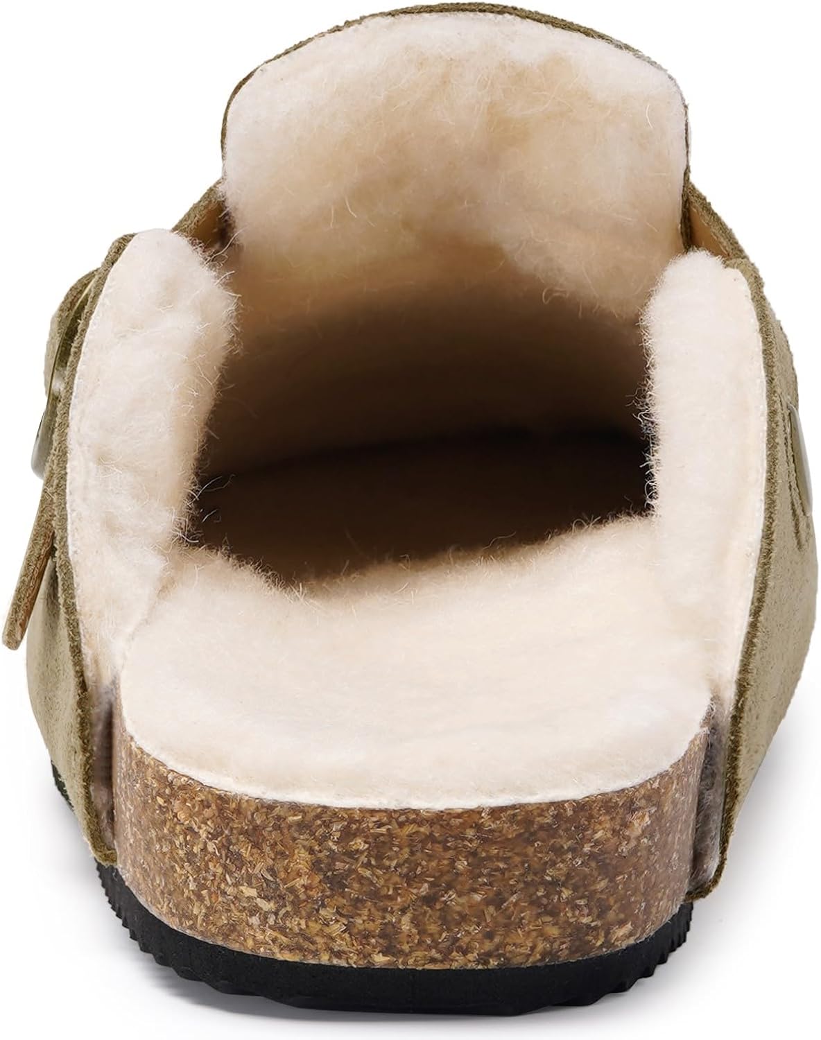Womens Fur Lined Suede Clogs Mens Fuzzy Leather Mules Cork Footbed Slip On Winter Potato Shoes with Arch Support - Image 5