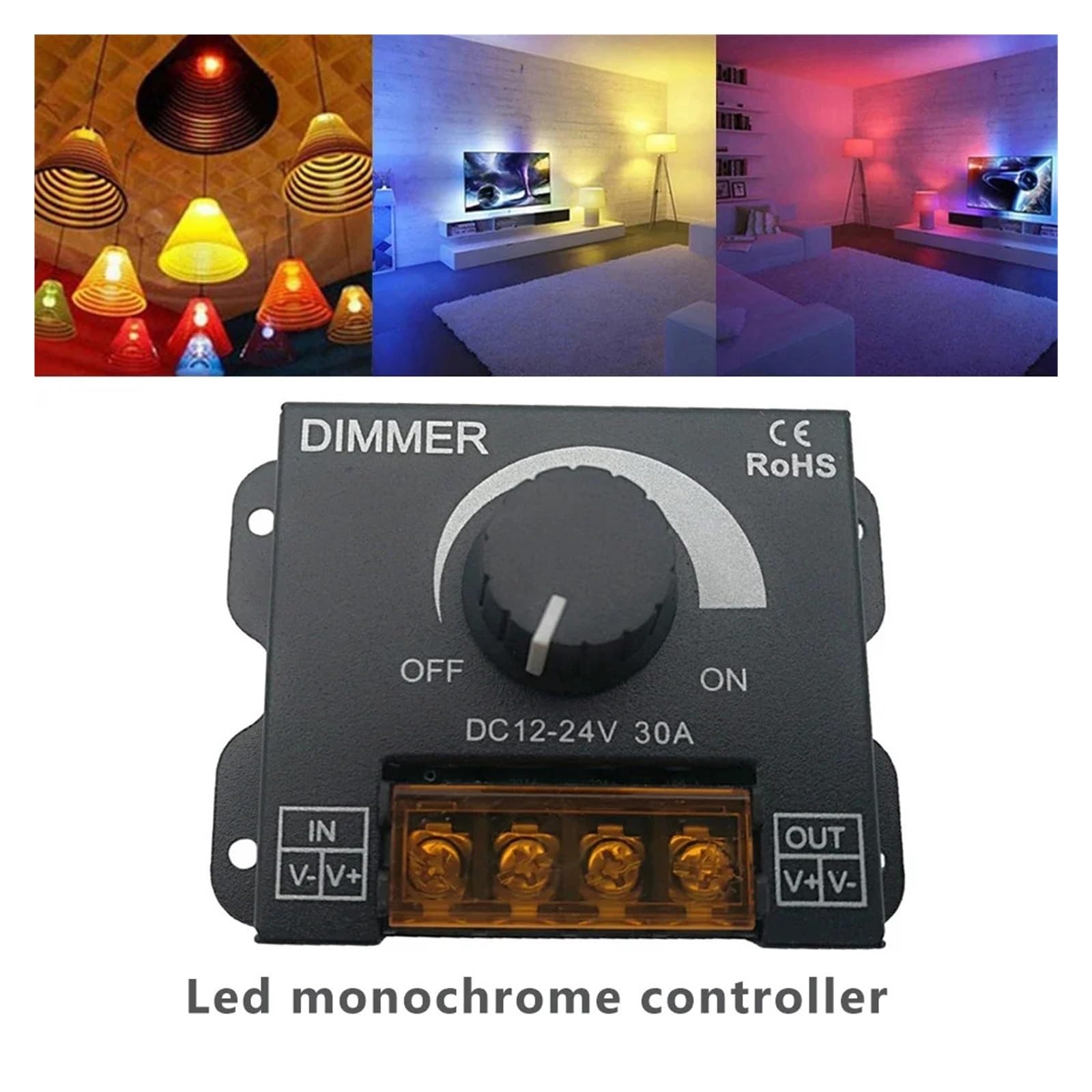 1–10 Stück DC 12 V 24 V LED-Dimmer, 30 A, 360 W, Spannungsregler, einstellbarer Controller for LED-Streifen, LED-Lichtdimmer(1 pcs)