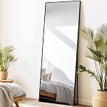 Black Arched Mirror Full Length with Stand 21" x 56" Large Full Body Dressing Mirror Floor Standing for Bedroom Wall Mounted for Living Room Home Decor