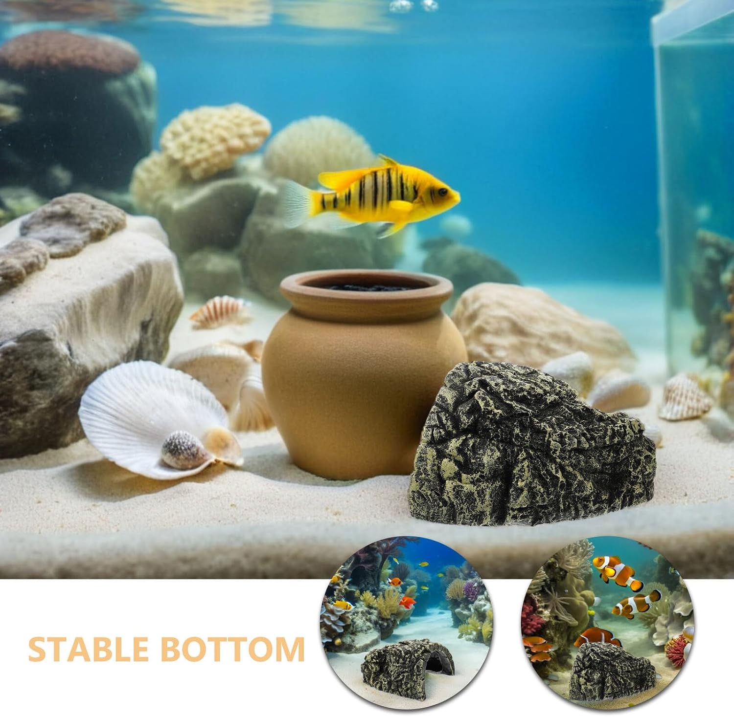 Abaodam 2pcs Resin Turtle Basking Platform and Hideout Cave for Aquarium – Reptile Sunbathing Terrace with Climbing Ramp, Small Animal Habitat Decor for Turtles and Amphibians