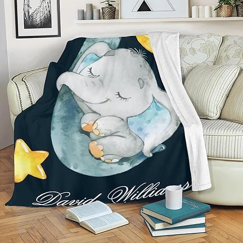 Miniatura 245 de Manta de bebé personalizada con nombre, mantas de bebé de elefante personalizadas para niñas, regalos de bebé, productos para bebés, mantas súper