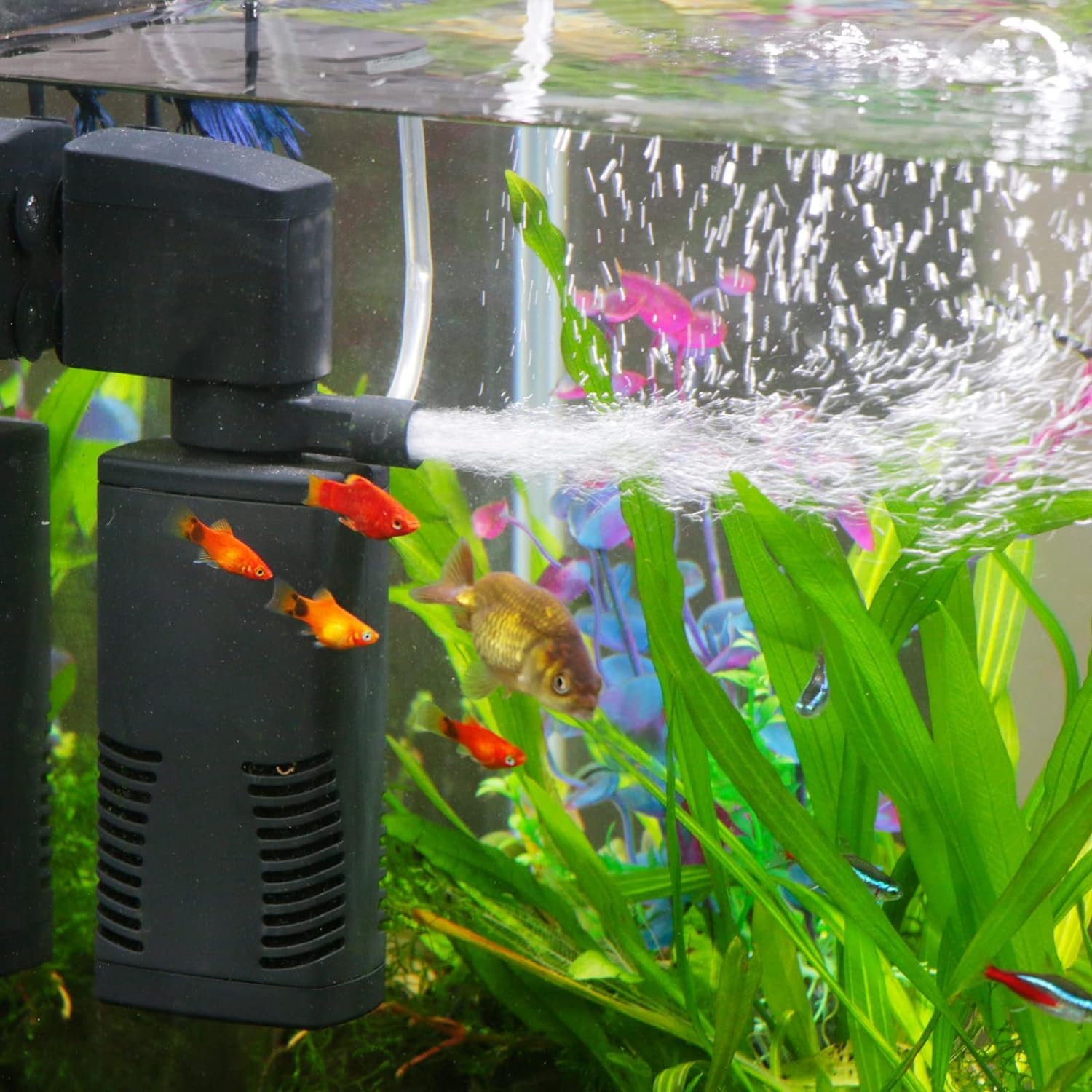 Jainsons Pet Products Blue Pet Aquarium 4 in 1 Filter for Small Fish Tank Biochemical Filtration Submersible Internal Fish Tank Filter Wave Maker Air (BL-420F |6W |F.Max:500L/H | 7.5Inch) (B0CQNRTF8N) Amazon Price History, Amazon Price Tracker