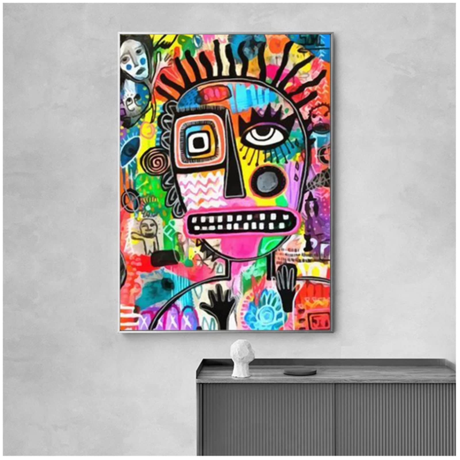 Amazon|大きいサイズの現代抽象的な変な顔のキャンバスの絵画ポスター Amazon|大きいサイズの現代抽象的な変な顔のキャンバスの絵画ポスター