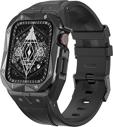 Amazon.com: Metal Case Band Compatible with Apple Watch 45/44mm iWatch  Series 7/6/SE/5/4,Stainless Steel Cases Men Rugged Bands Heavy Duty  Military Protective Bumper Cover with TPU Sport Strap,Matte Black : Cell  Phones \u0026