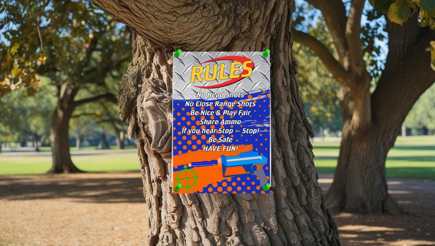 Blue Dart Tag Themed Welcome Party Poster Supply with Rules for Gameplay Safety and Fun 19x13