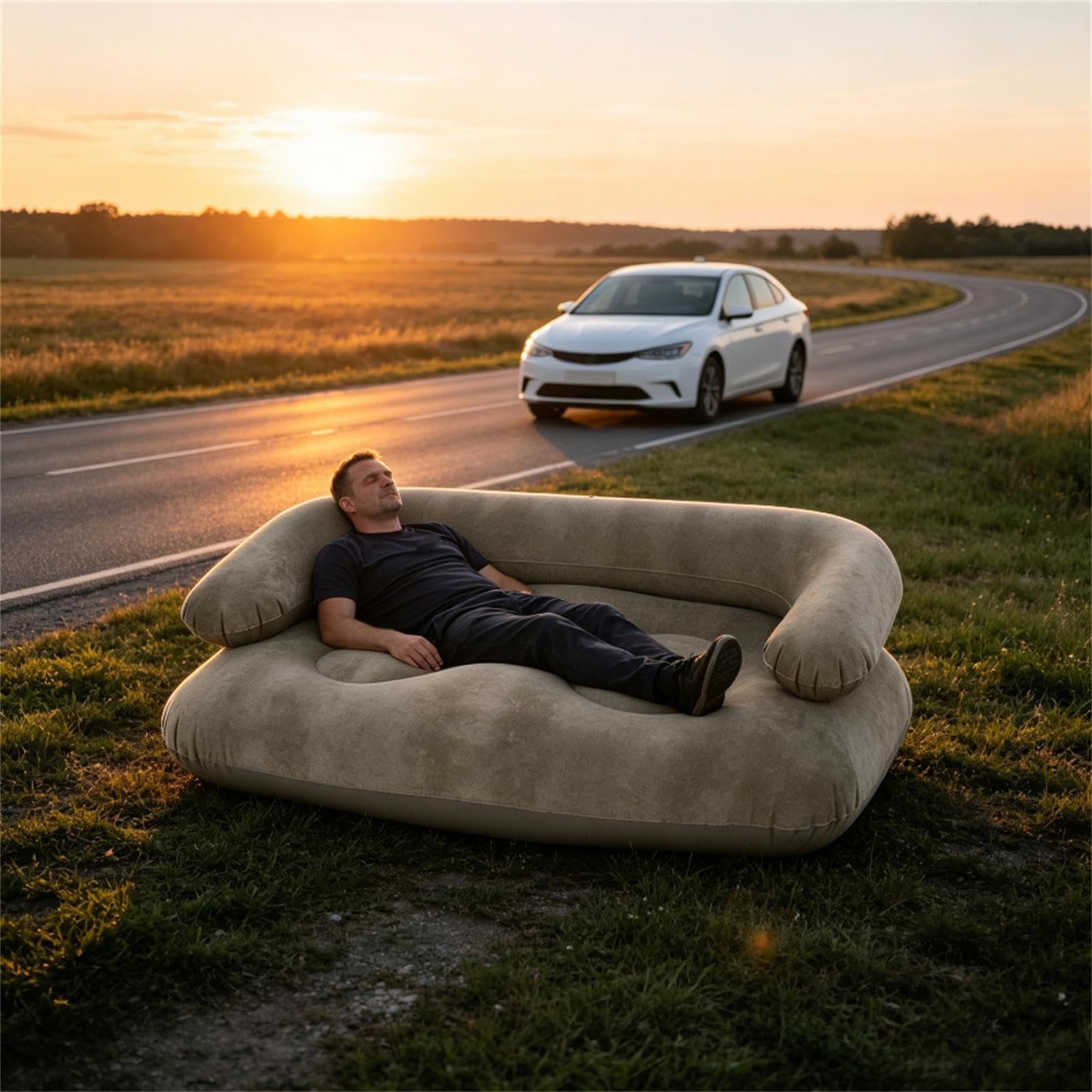 Generisch Aufblasbare Couch beim Camping Mit Flockbeschichtung Komfortabel