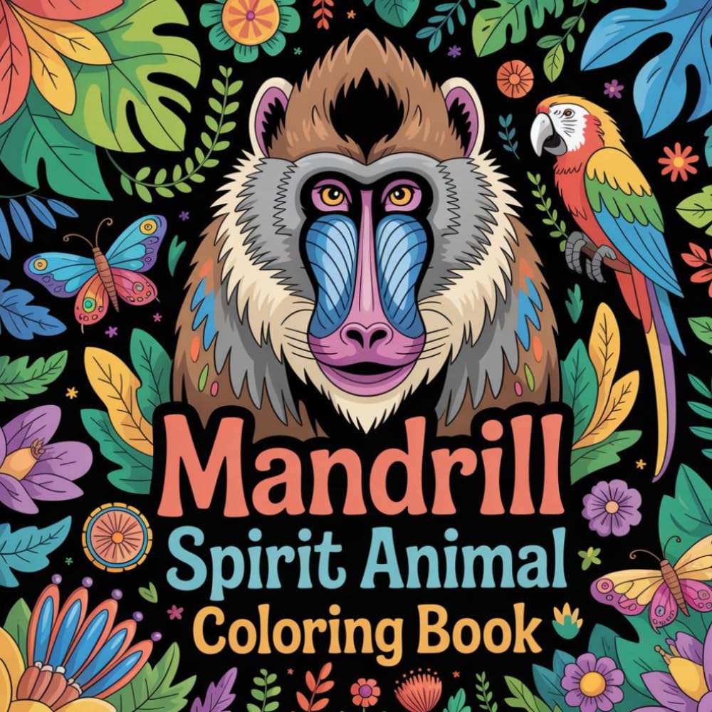 Mandrill Spirit Animal Coloring Book: mandrill monkey relaxation adults coloring book, mandrill primate stress relief women book, colorful mandrill ... book, wild mandrill stress relief kids book