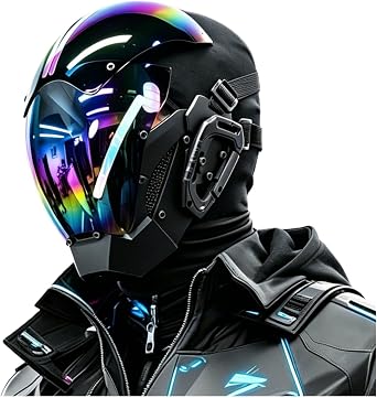 ifkoo Punk Mask Cosplay for Men,Gothic Sci-fi Mask Cool Futuristic Techwear Mask Halloween Cosplay Mask Grunge Accessories