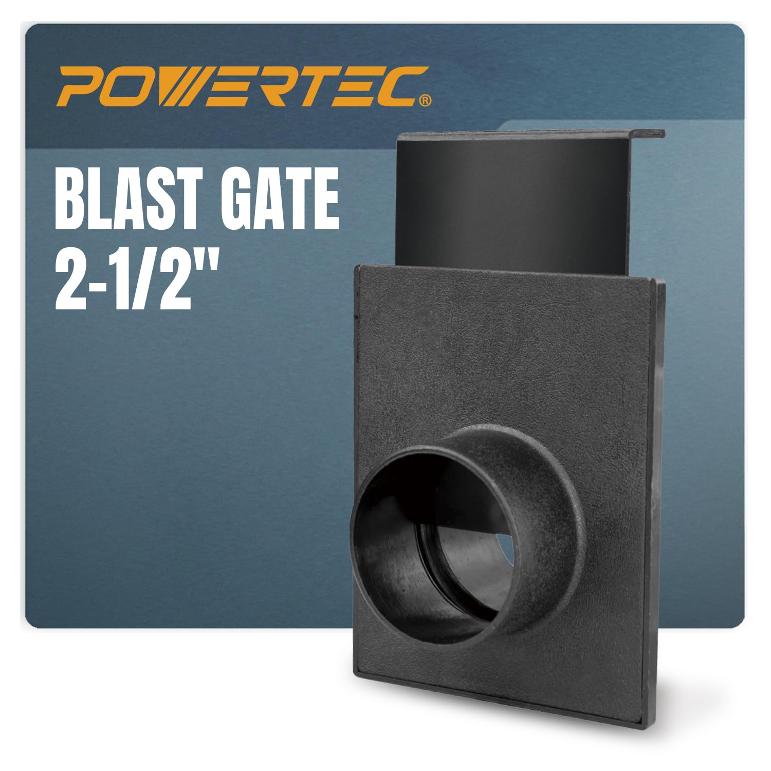 Powertec Black 70133V 2-1/2" Blast Gate For Dust Collector, Dust Collection Fittings
