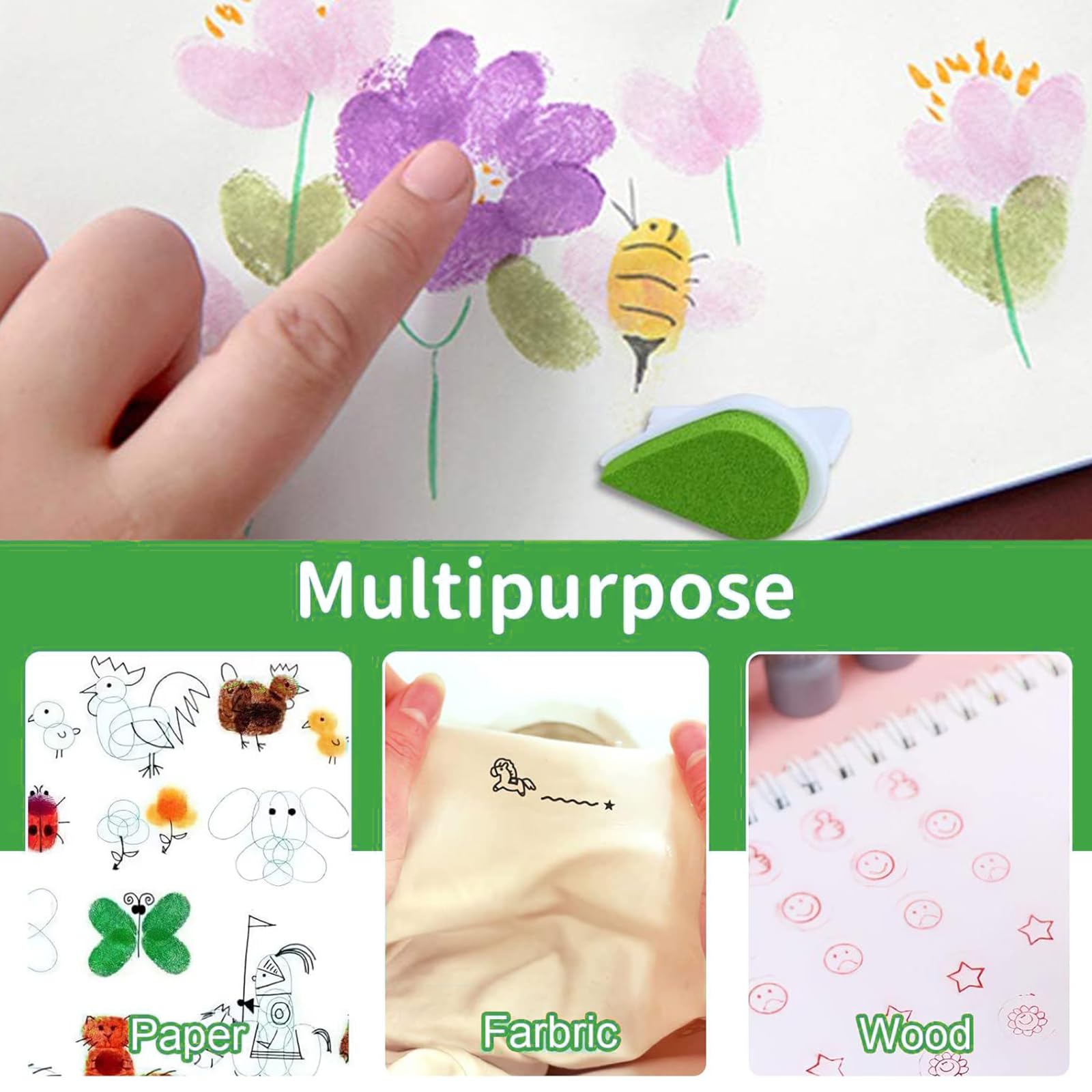 20 Pièces Coussin Encreur XCOZU - Encre Doigt Couleurs Pour Empreintes, Scrapbooking, Peinture Enfant