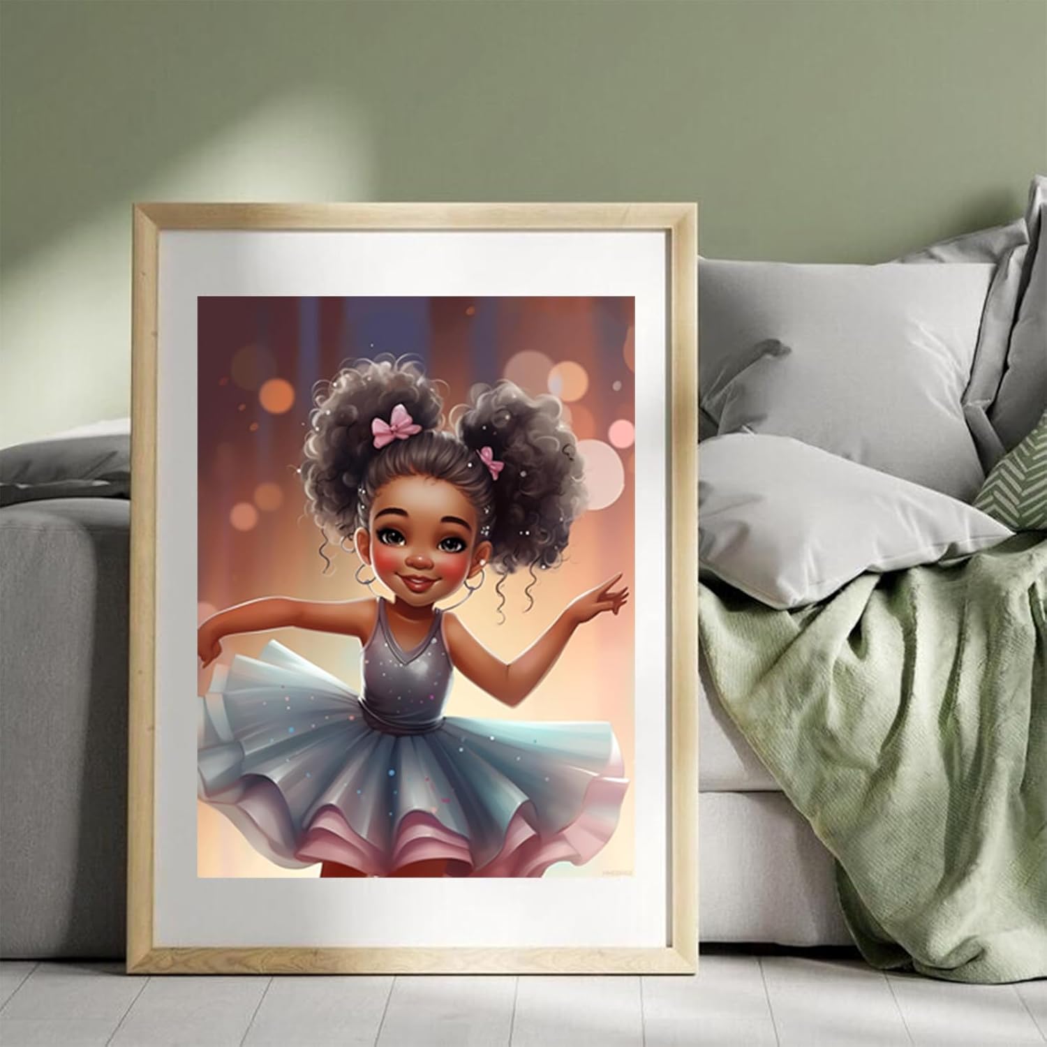 HMDIIMGE Diamond Painting Kits Little Black Girl Wearing Ballerina Dress Diamond Painting Kits for Adults Ballerina 5D Diamond Painting Kits for Adults with Diamond Painting for Home Decor 12x16 inch