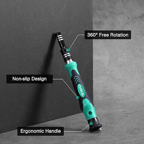 Miniatura 6 de ORIA - Juego de destornilladores de precisión, 60 en 1 con juego de destornilladores de 56 puntas, kit de destornillador magnético con eje flexible,