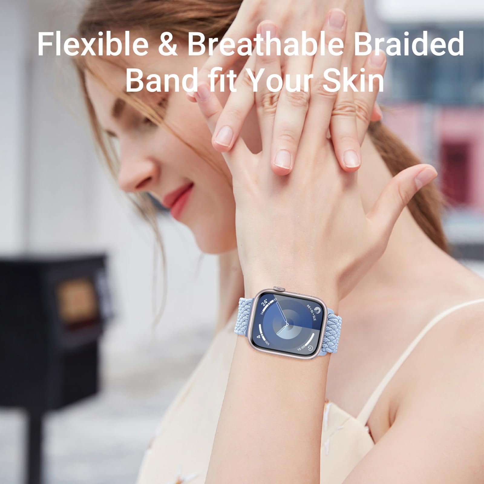 Cinturino Intrecciato Compatibili con Cinturini Apple Watch 46mm 45mm 44mm 49mm 42mm Uomo e Donna, Chiusura Magnetica Cinturino in Nylon Tessuto Elastico per iWatch SE Series 10 9 8 7 6 5 4 3 2 1