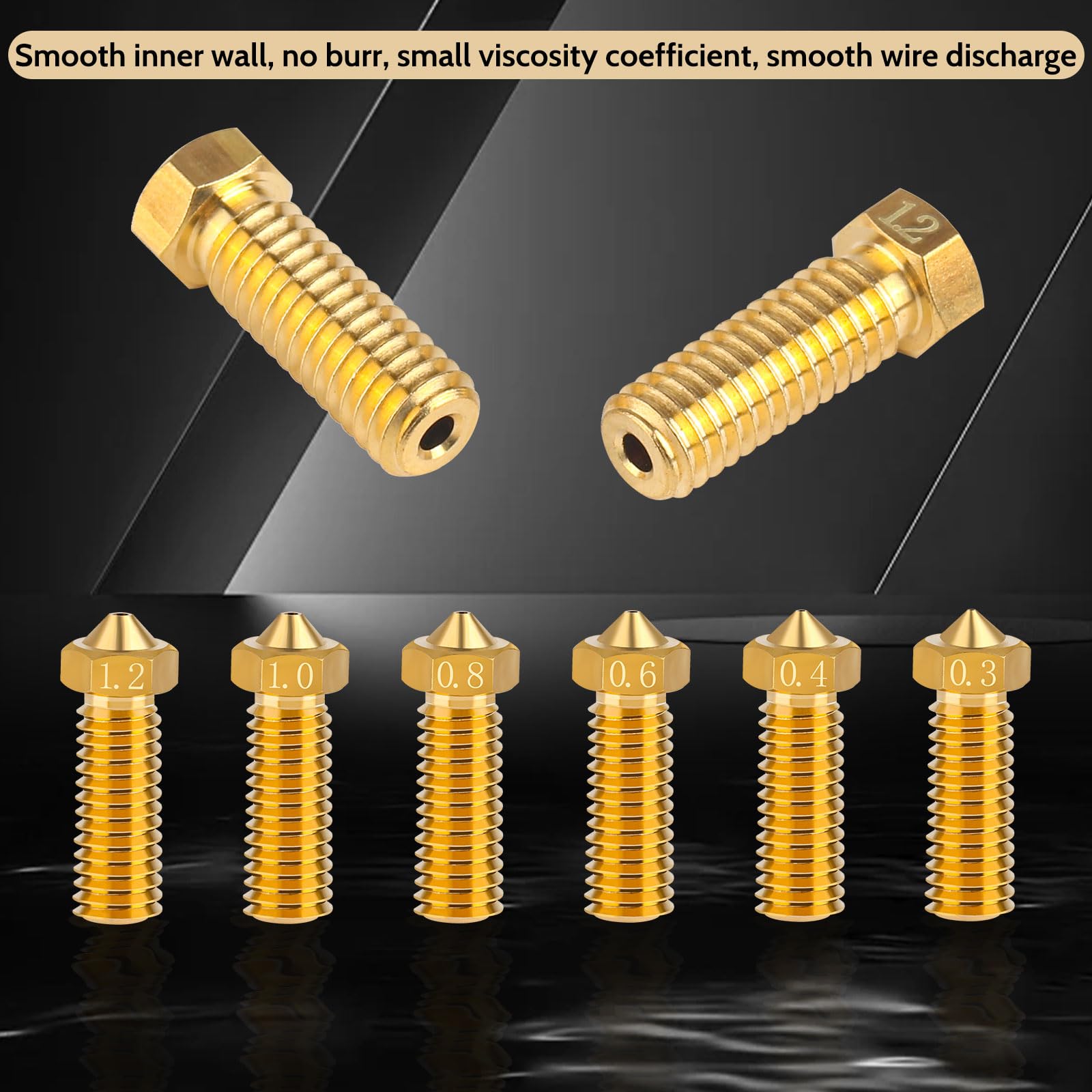 18 sztuk mosiężnych dysz do wytłaczarki, głowica drukująca 0,3-1,2 mm, dysza do drukarki 3D, gwint M6, mosiężna dysza do drukarki 3D, do Anycubic Kobra 2 Pro, Kobra 2 Plus, Kobra 2 Max, 6 rozmiarów