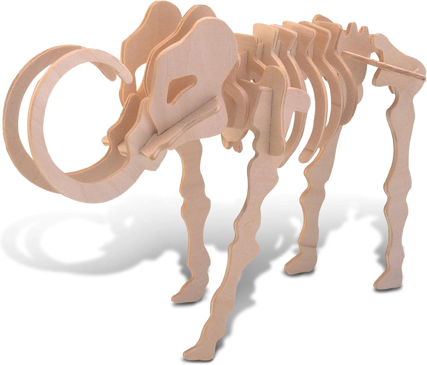 Puzzled 3D Puzzle Woolly Mammoth Wood Craft Construction Model Kit, Fun Unique & Educational DIY Wooden Toy Assemble Model Unfinished Crafting Hobby Puzzle to Build & Paint for Decoration 19pc Pack