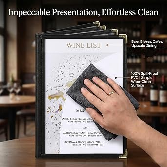 2PCS 8.5 x 11 Menu Covers,4 Page 8 View Restaurant Menu Holders