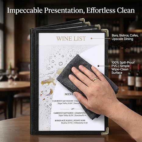 2PCS 8.5 x 11 Menu Covers,4 Page 8 View Restaurant Menu Holders
