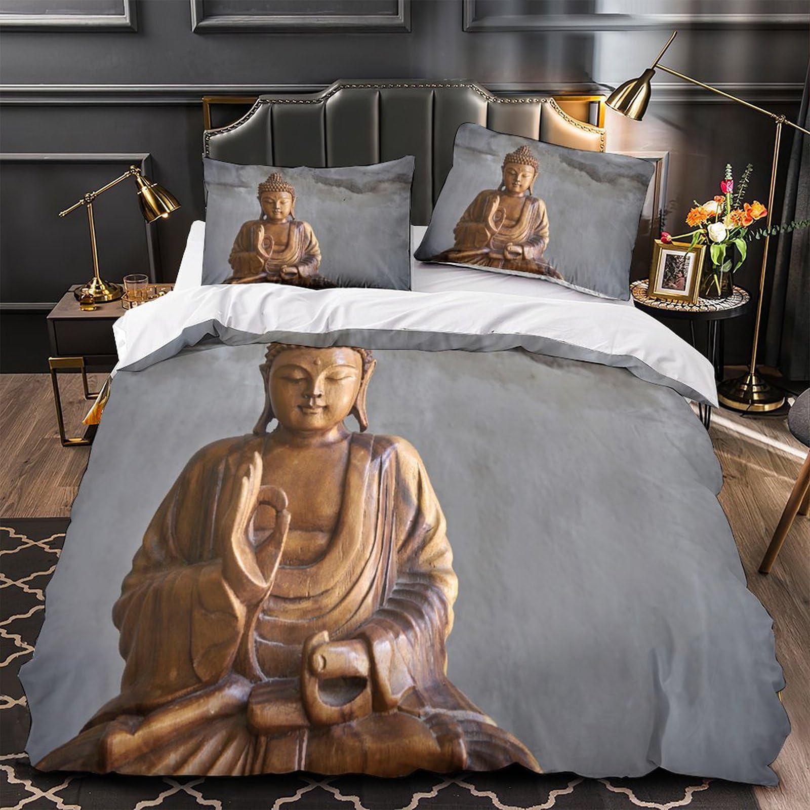 Housse de Couette Bouddha pour une Chambre Zen et un Sommeil Réparateur Microfibre