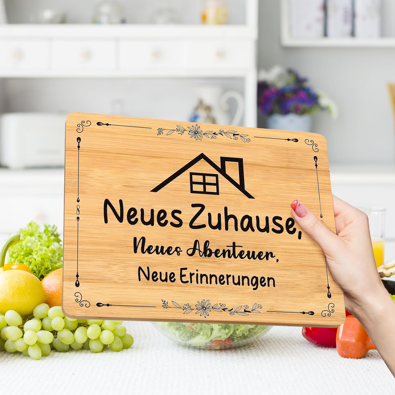 Geschenke Zum Einzug, Einzugsgeschenke Wohnung, Geschenk zum Einzug ins Haus, Einzugsgeschenke Haus, Einweihungsgeschenk Haus, Neues Zuhause, Neues Haus Geschenk - Schneidebrett aus Holz