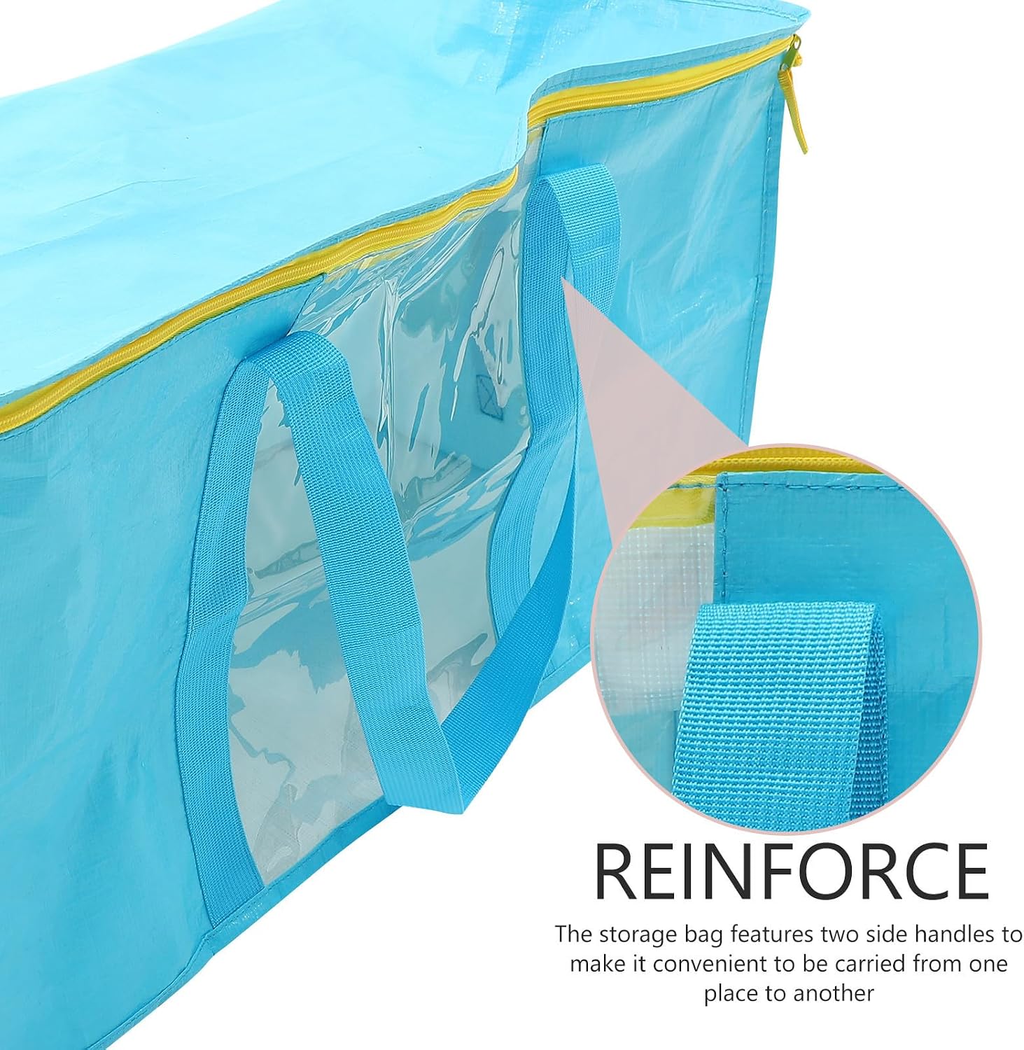 Clothes Storage Bag with Window and Carry Handle Waterproof Large Capacity Sturdy PP Woven Cloth Organizer for Quilts and Comforters Suitable for Bedroom and Hotel Use