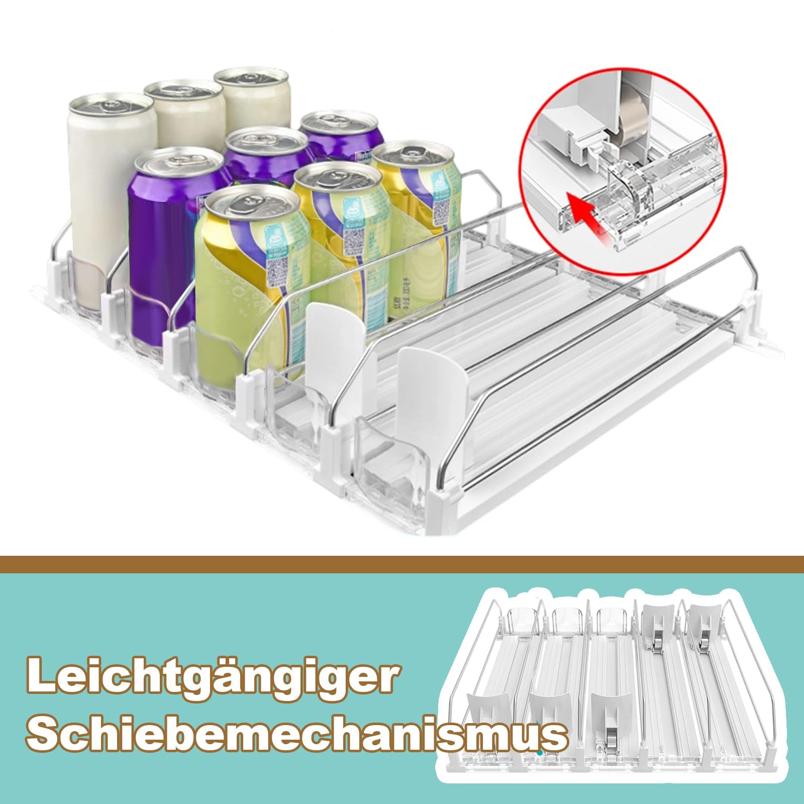 KüHlschrank Organizer Für Aluminiumdose, Dosen Organizer, Automatisches KüHlschrank Organizer Dosen, EIN Fach Bietet Platz Für 4 Getränkedosen (4 Stück)