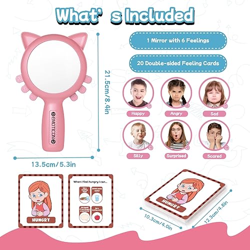 Miniatura 4 de Espejo See My Feelings, espejo inastillable para niños, tarjetas flash de aprendizaje socio-emocional, materiales de aprendizaje para autismo,