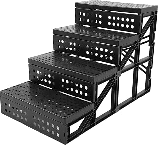 Dog Stairs, Foldable Nonslip 4 Step Design Pet Steps, Adjustable Height Dog Ramp with Removable Components for Small Dogs and Cats High Bed Couch