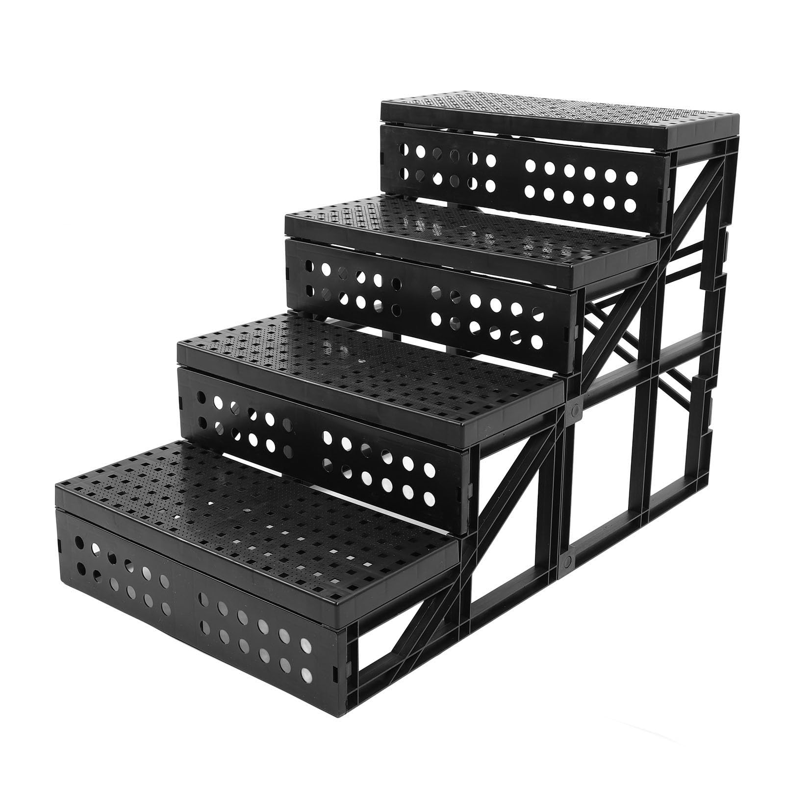 Hundetreppe Fürs Bett, 4-stufige, Höhenverstellbare, Faltbare, rutschfeste Hunderampe, Haustiertreppe für Hohe Betten mit Tragbarem Design für Kleine, Große, Mittelgroße Hunde und Katzen