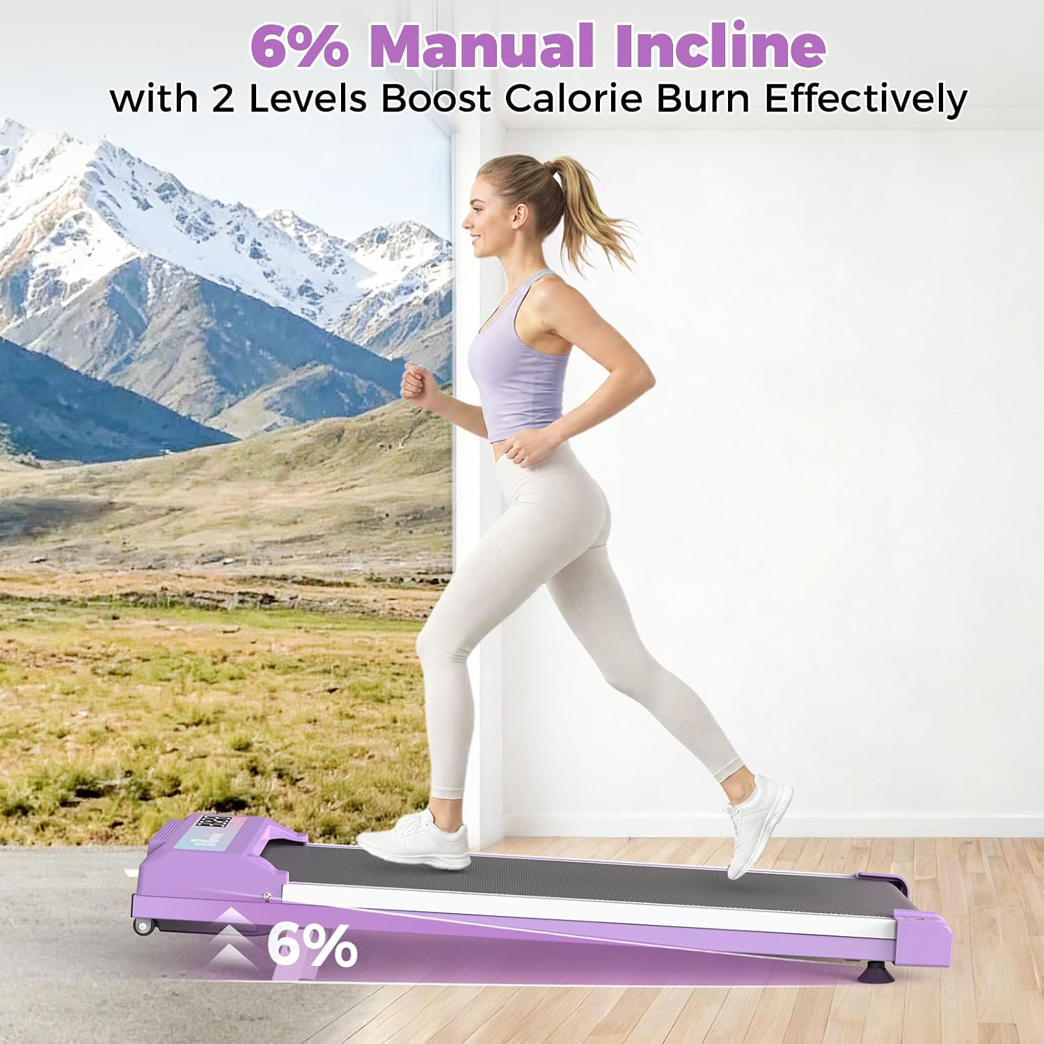 Walking Pad for Home, 6% Incline, Under Desk Treadmill, 0.5-4.0 MPH Speed, 300 LBS Weight Capacity, Portable Under Desk Treadmill with Remote Control image 2