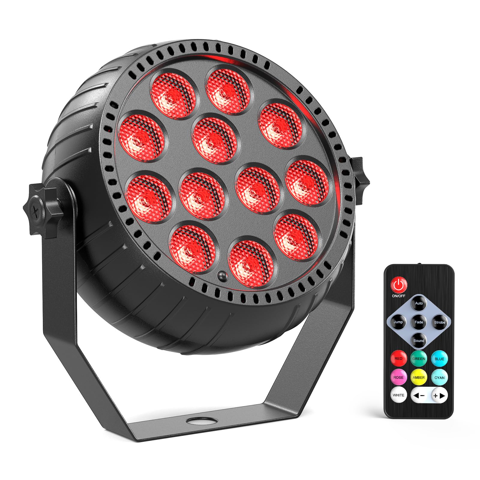 Mini RGB LED Par Akku, Wiederaufladbar 12 LED Bühnenlicht Discolicht mit Fernbedienung LED Par Strahler, Partylicht für DJ Party Disco Bar Hochzeit Halloween Weihnachten