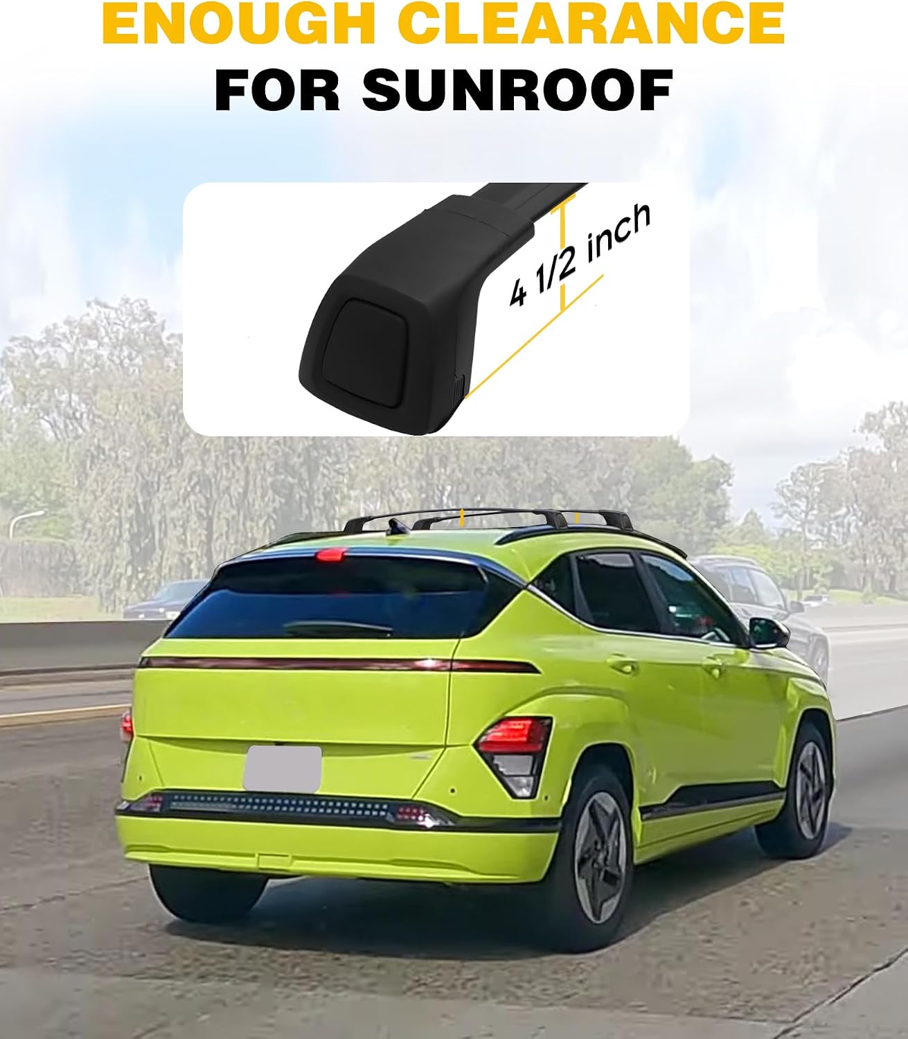 Cross Bars Roof Rack Fit for Hyundai Kona & Kona Electric 2024 2025 2026 Lockable Luggage Rack Crossbar Cargo Carrier Rooftop Accessories (with Side Rails)