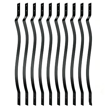 HZIU 61 Pack 36 Inch Wave Arc Metal Deck Balusters with Full Installation Screws, Rustproof Pre-Drilled Easy DIY Paintable Wrought Iron Railing Spindles for Outdoor Porch Stair Deck Railing
