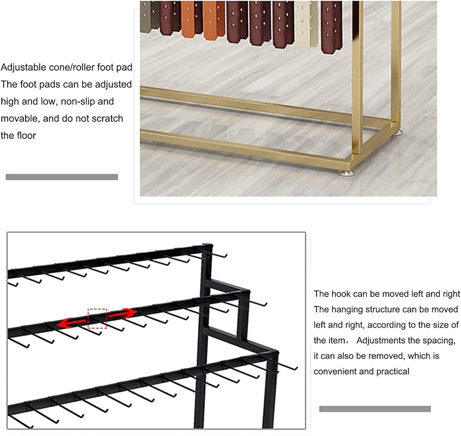 Men's Belt Display Stand - 48 Hooks Modern Tie Rack & Hanging Storage Holder, Mobile Shelving Unit for Retail Boutiques, 120x150cm Commercial Organizer