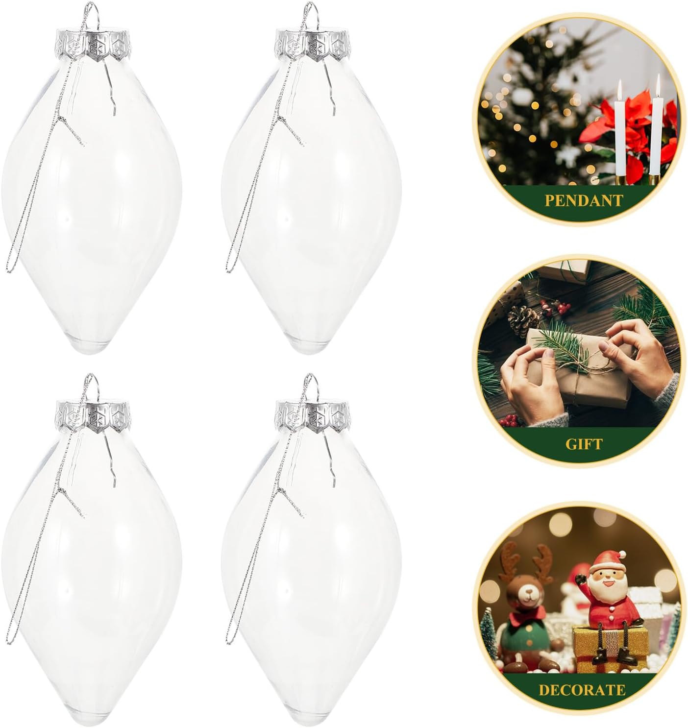 GLEAVI 8pcs Bulb Shape Candy Bottles Plastic Xmas Candy Containers Christmas Party Treats Storage Jars for Holiday Favors