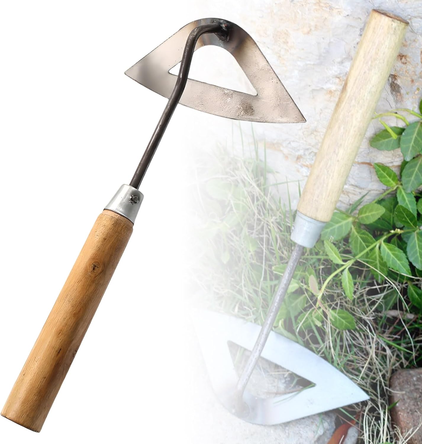 All-Steel Hardened Hollow Hoe - Hand-Forged Garden Tool for Weeding, Loosening Soil & Planting Vegetables - Durable Handheld Weeding Rake for Farm & Home Gardening (Iron)