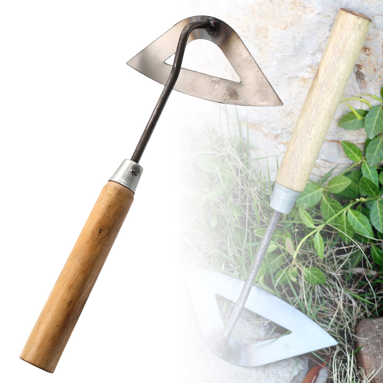Scappof All-Steel Hardened Hollow Hoe, 2025 Upgraded Weeding Artifact Uprooting Weeding Tool Weeding Rake Uprooting Weeding Tool, Multifunctional Garden Hand Weeder Tools for Garden (Large B)