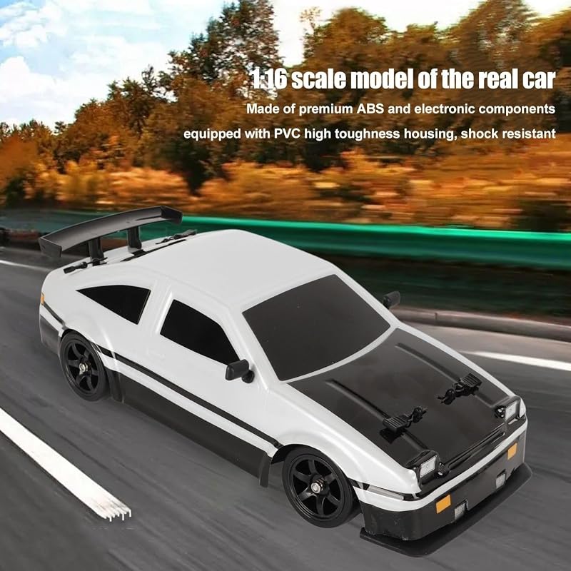 BuyWeek Drift RC Autó 1/16 Méretarány - 2.4 GHz Távirányítós Versenyautó 4 Kerék Meghajtással, LED Világítással, 2 Gumigarnitúrával Fiúknak