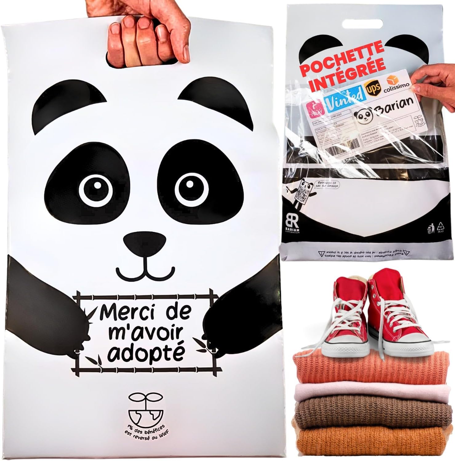 50 Emballage Colis Vinted, Enveloppes d’expédition 40x30cm Opaque avec Poignée, Poche à