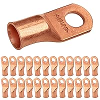 Vista 243 de SELTERM - 2 terminales de anillo resistentes para cable de batería, calibre 4 AWG, pernos de 3/8 pulgadas, terminales de calibre 4, ojales de cobre