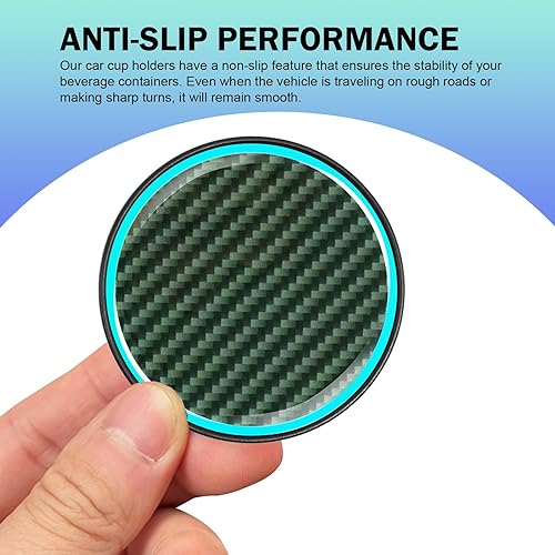 Miniatura 3 de 2 posavasos para automóvil, posavasos luminosos para automóvil, posavasos antideslizantes de fibra de carbono de 2.83 pulgadas, universales para la