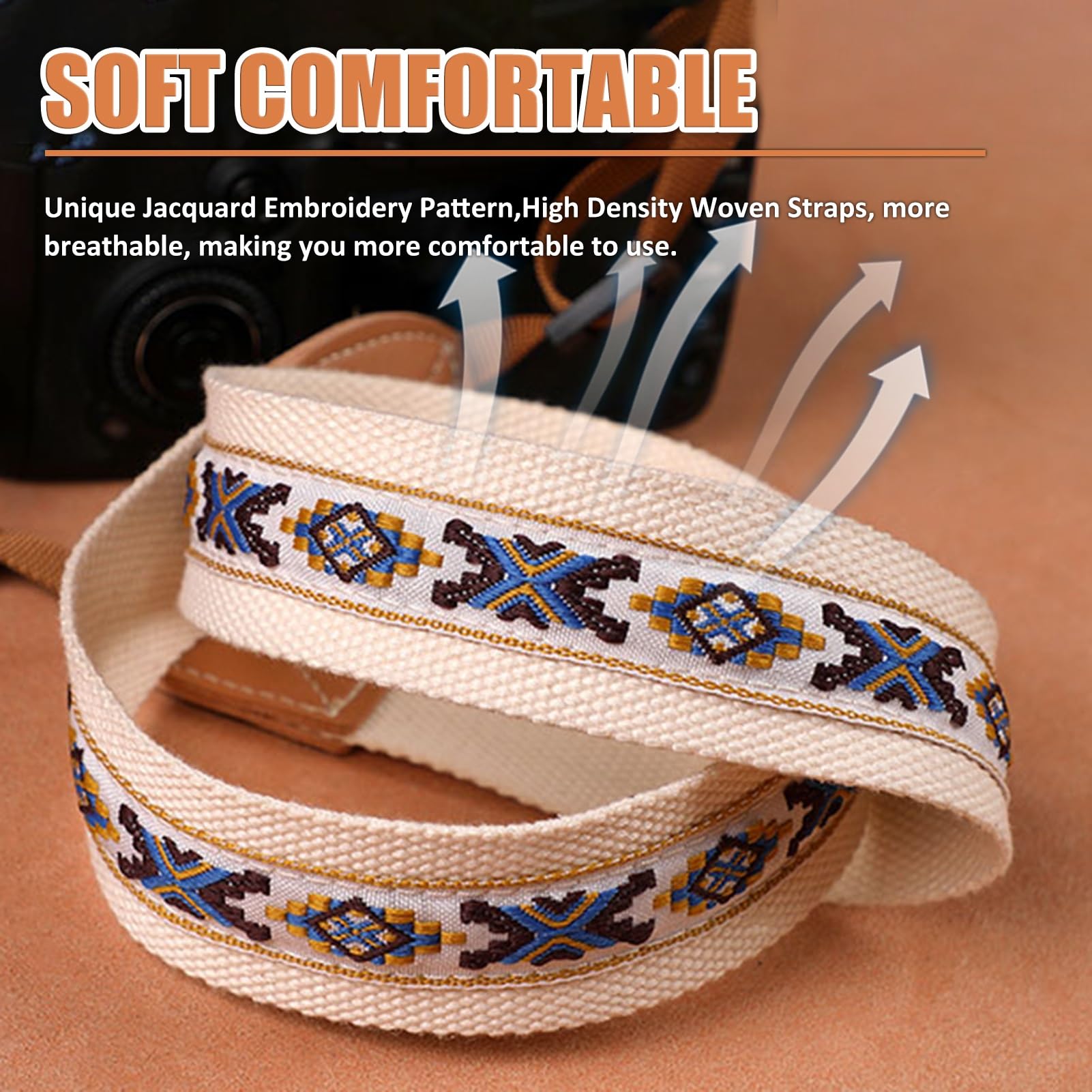 Comoda vestibilità, tracolla for fotocamera con chiusura in PVC(Style2)