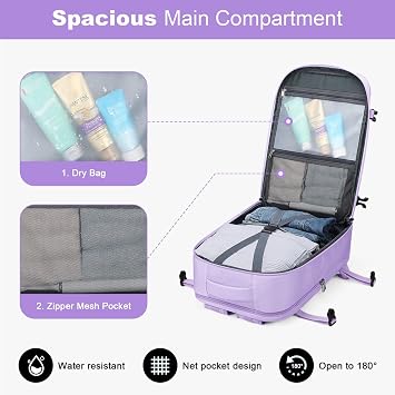 Maelstrom Travel Backpack for Women Men, 2 in 1 Crossbody Bag Laptop Backpack Fits 15.6-17.3 Inch Laptop, 26L Work/Nurse/Teacher Bag, Carry On Backpack with Shoe Compartment,Purple