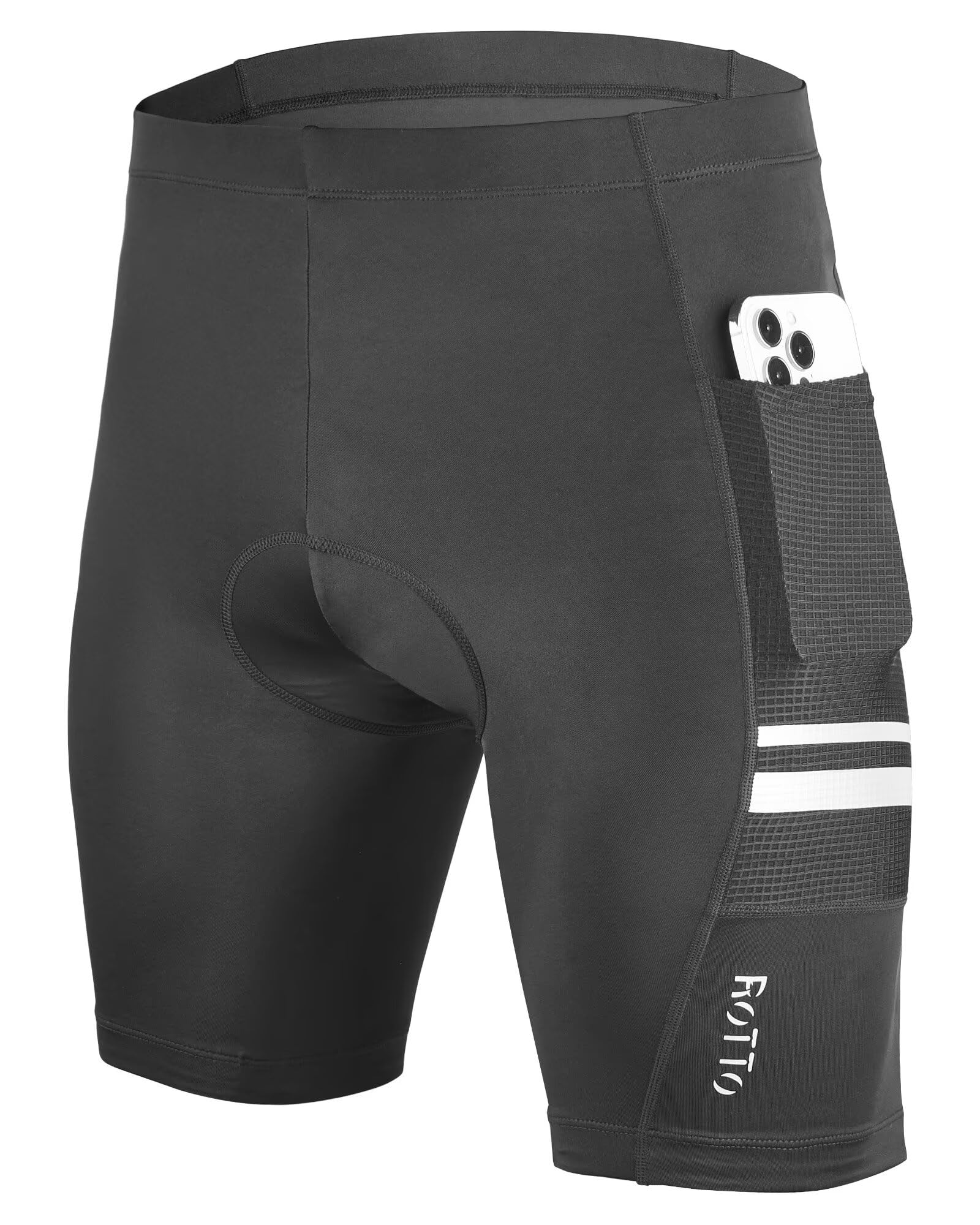 ROTTO Pantalones Cortos de Ciclismo para Hombre Acolchados con Esponja y Relleno de Gel con Bolsillos para Ciclismo de Carretera MTB BMX