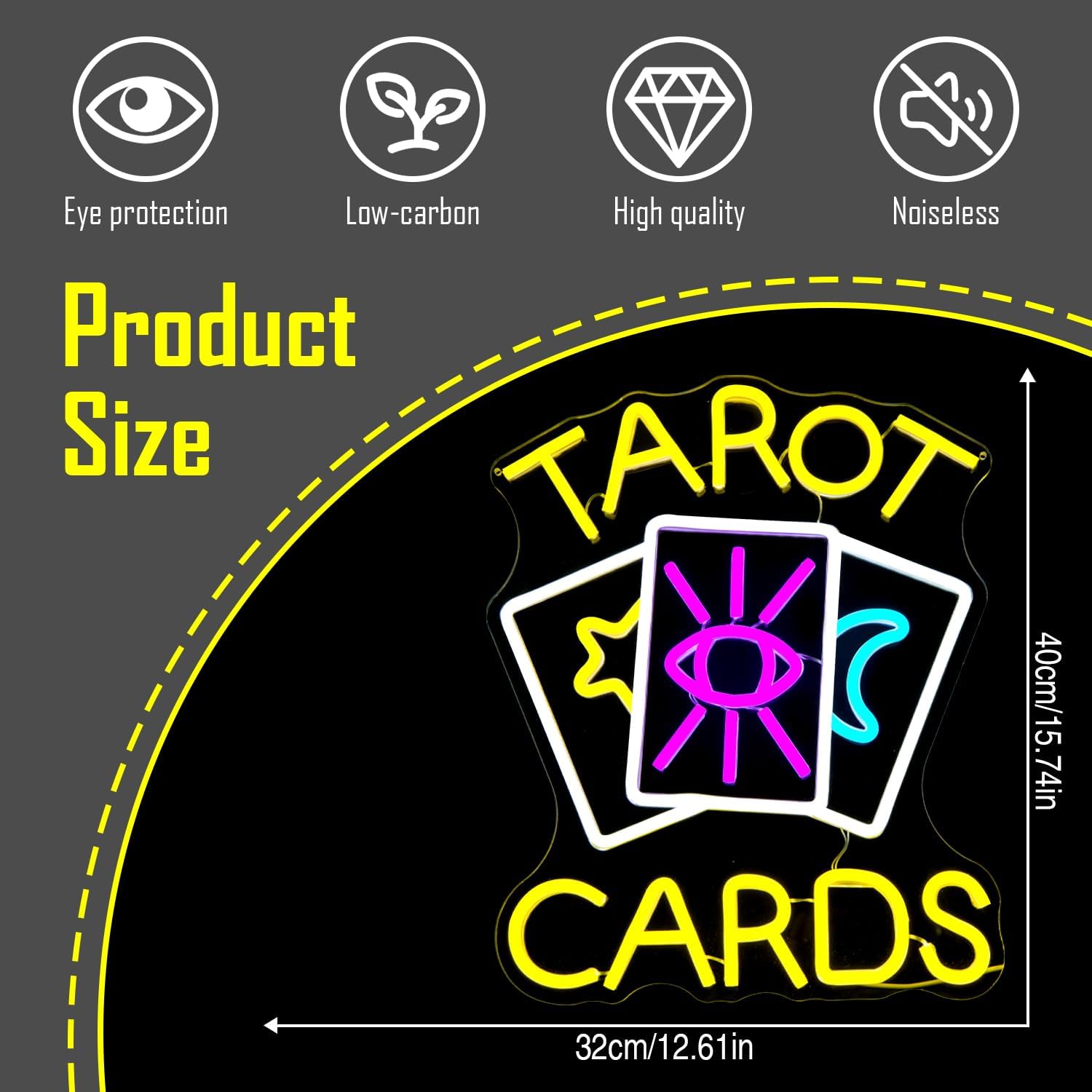 Tarot Cards Neon Sign Psychic Neon Sign for Wall Decor Tarot Cards Led Sign Tarot Neon Signs Psychic Reader Shop Sign Dimmable Neon Light Up Signs for Psychic Tarot Room Wall Decor Gifts