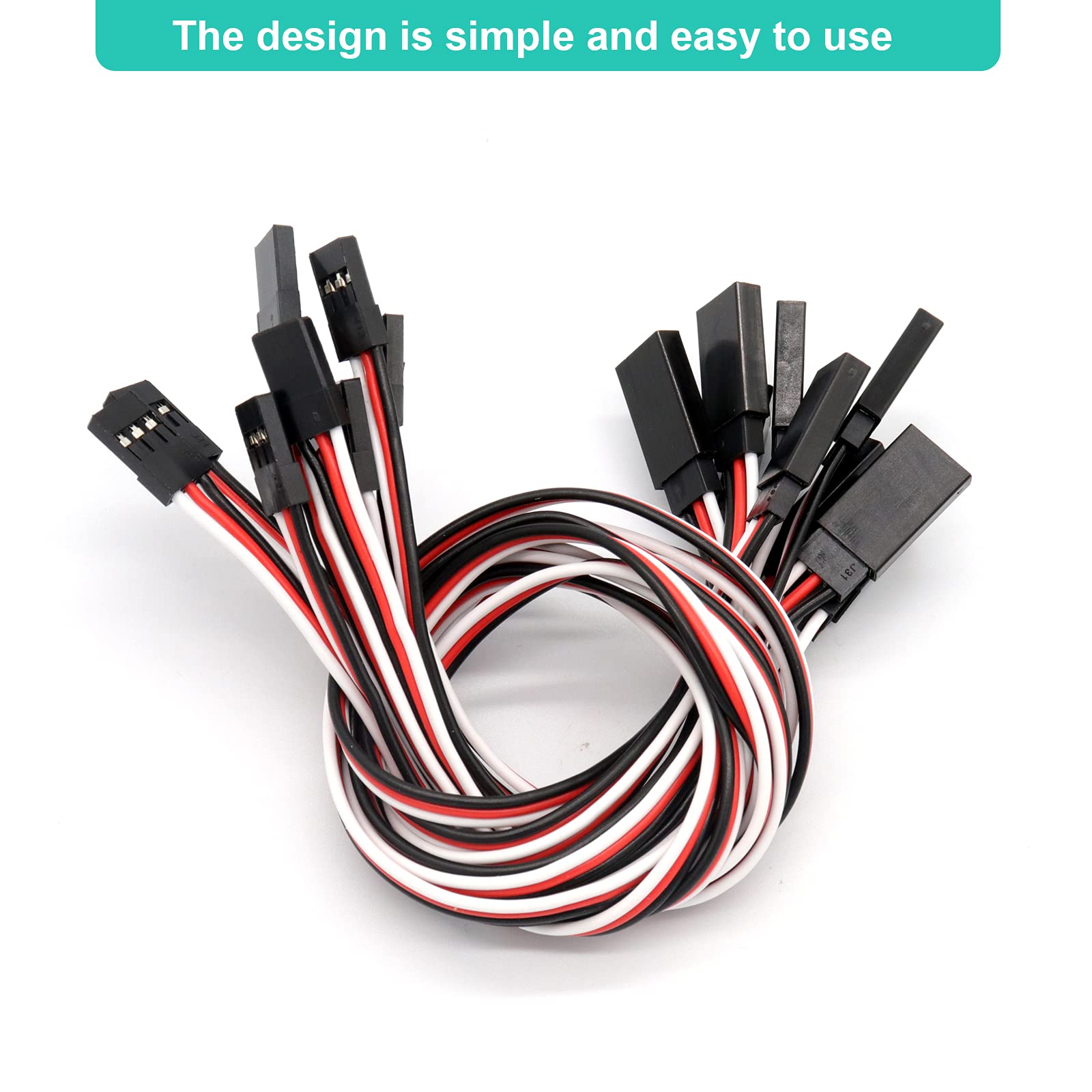 10 Servo-Verlängerungskabel 30 Cm – Stecker-zu-Stecker Für RC-Autos, Flugzeuge, Helikopter (JR-Stecker)