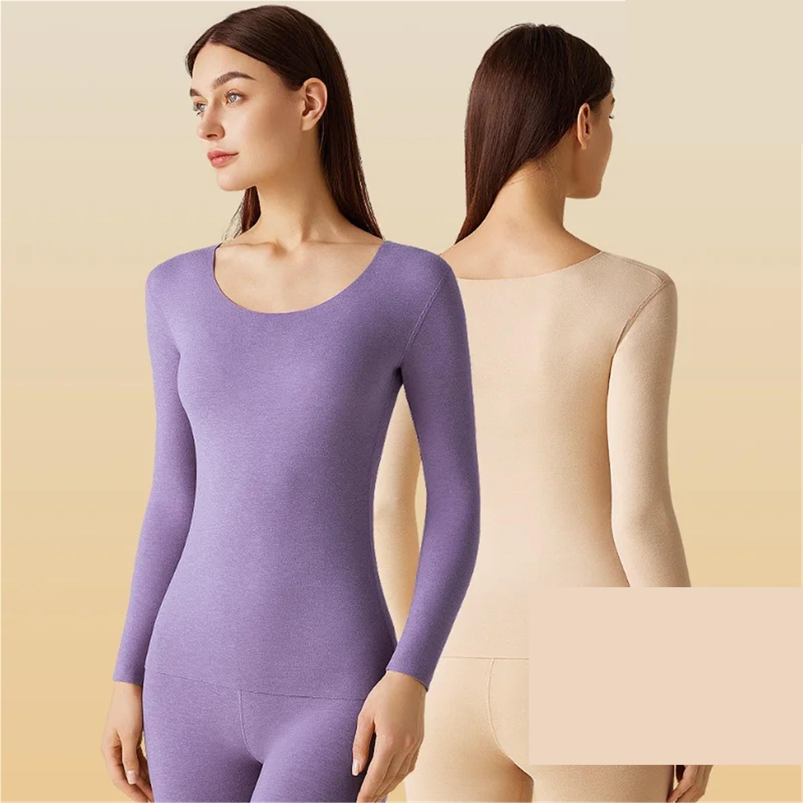 Ropa Interior térmica for Mujer, Conjuntos de Ropa Sexy sin Costuras, Ajustados, Alta Elasticidad, con calefacción Terciopelo, Invierno for para Esquí,Moto