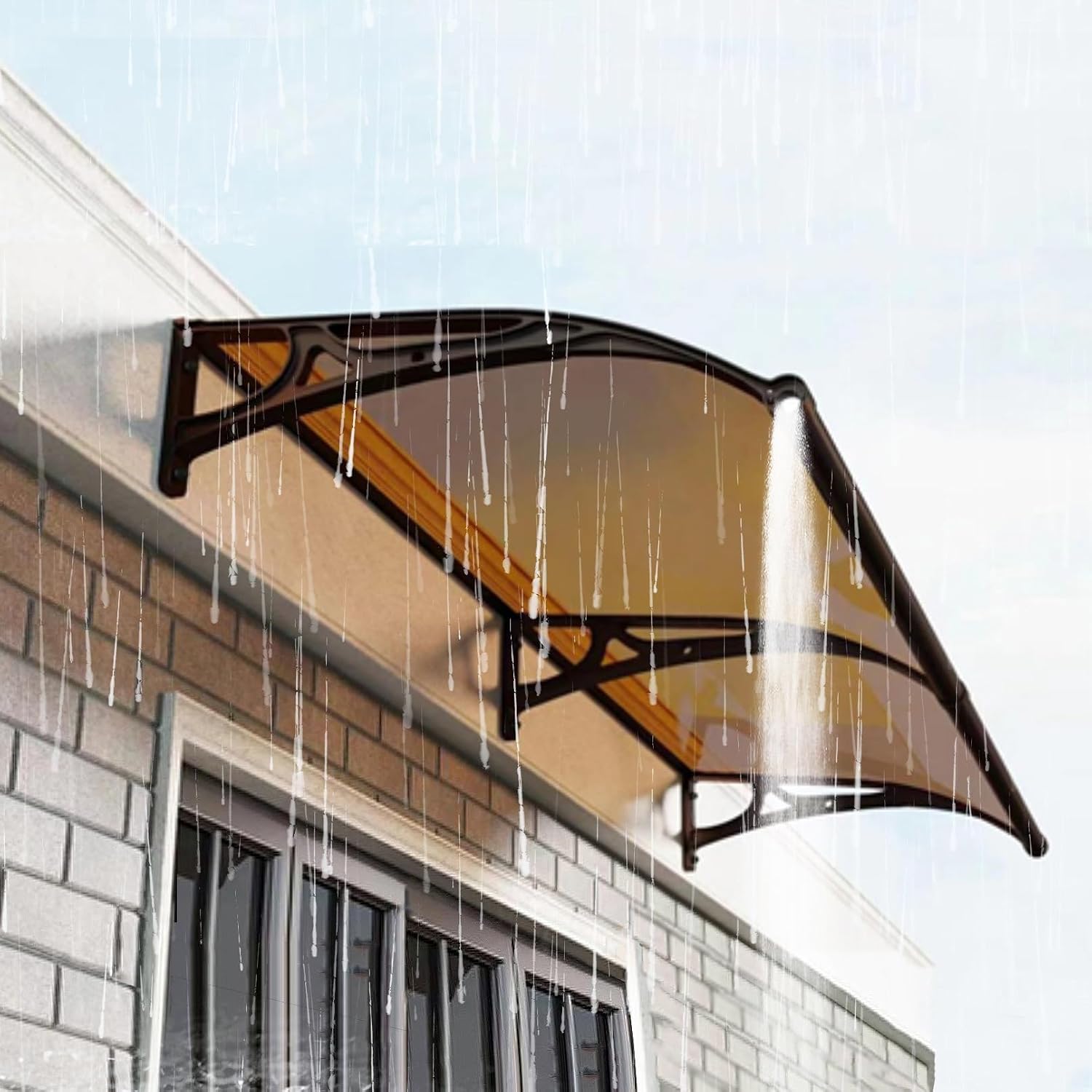 Window Awning Door Entrance Roofing Sheet Polycarbonate Door Awnings Outdoor Rainproof Patio Cover for Sun Shutter Rain and Snow Protection Greenhouse Roof Garden Patio Panels (Color : Clear, Size :