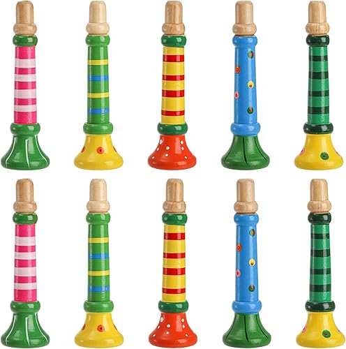 Lyellfe 10 trompeta de madera pequeña, flauta Piccolo para niños, juguetes de sonido de música, instrumento musical de ritmo, desarrollo de