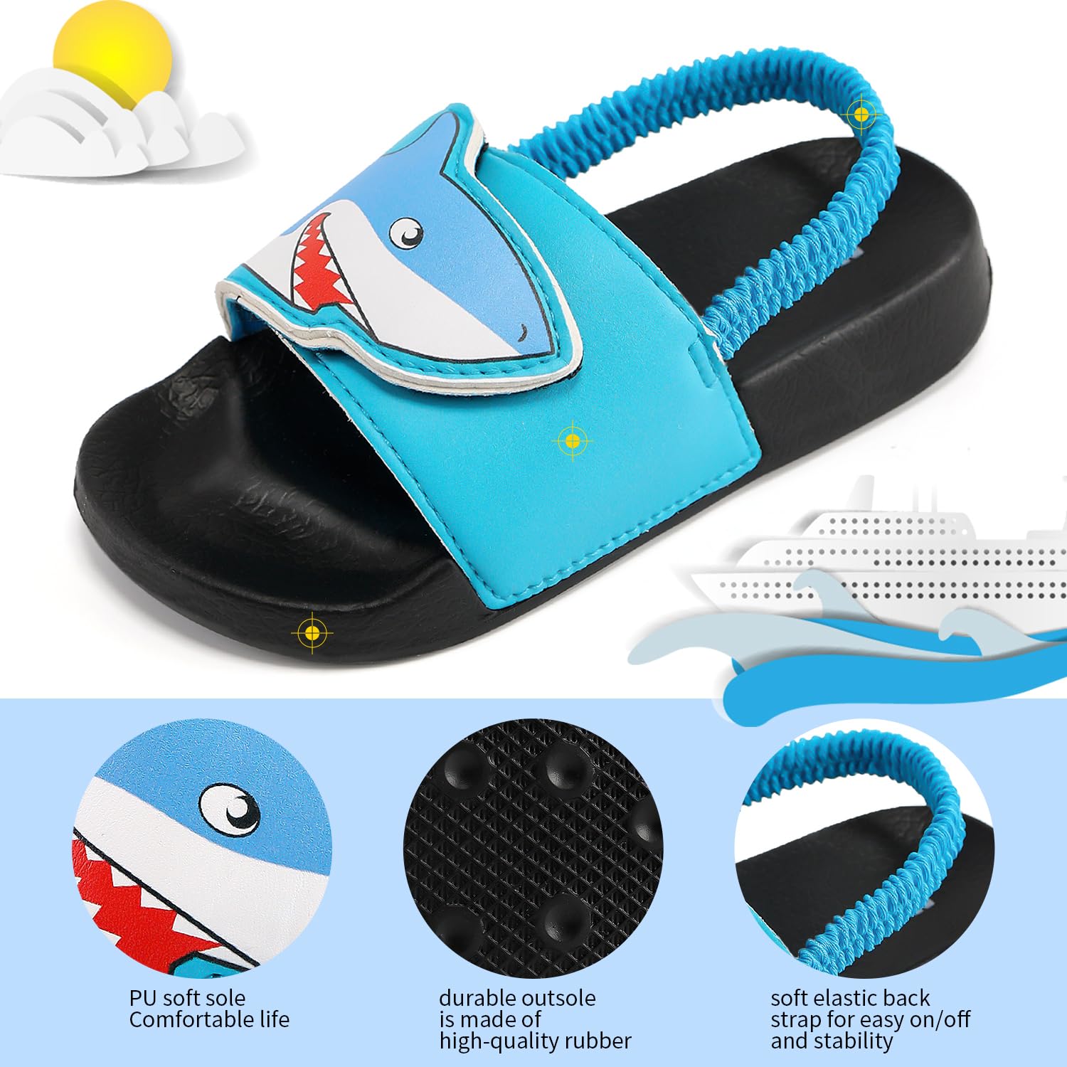 Littleplum Badelatschen Kinder Badesandalen Mädchen Badeschlappen Kinder Badeschuhe(A Blau,32/33 EU)